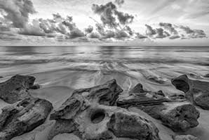 Florida sunrise over unique coquina rock formations. Photo by Donald Pelliccia Jr.