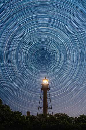 Sanibel Lighthouse under starry skies timelapse. Photo by Sean McLaughlin.
