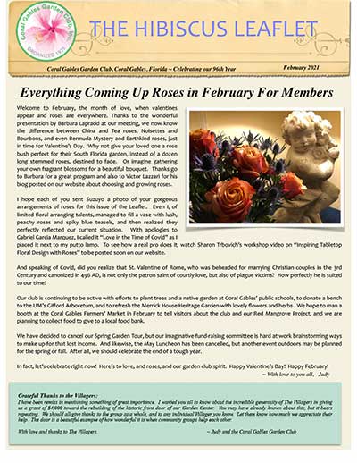 Coral Gables Garden Club Hibiscus Leaflet February 2021